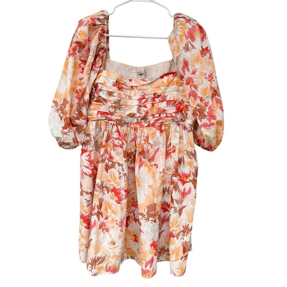 Abercrombie & Fitch Poplin Puff Sleeve Mini Dress - Size XL - Pink - Picture 9 of 13